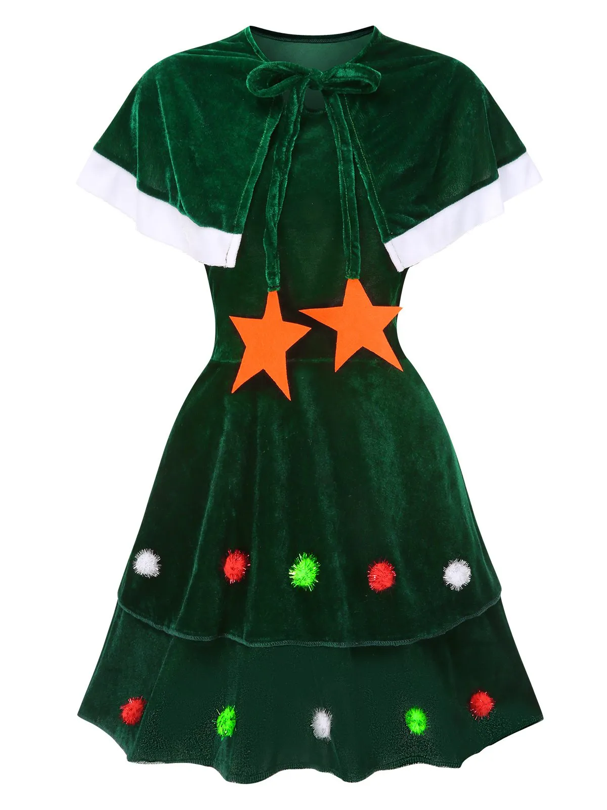Green 1940s Christmas Velvet Dress With Cape sold by Retro Stage