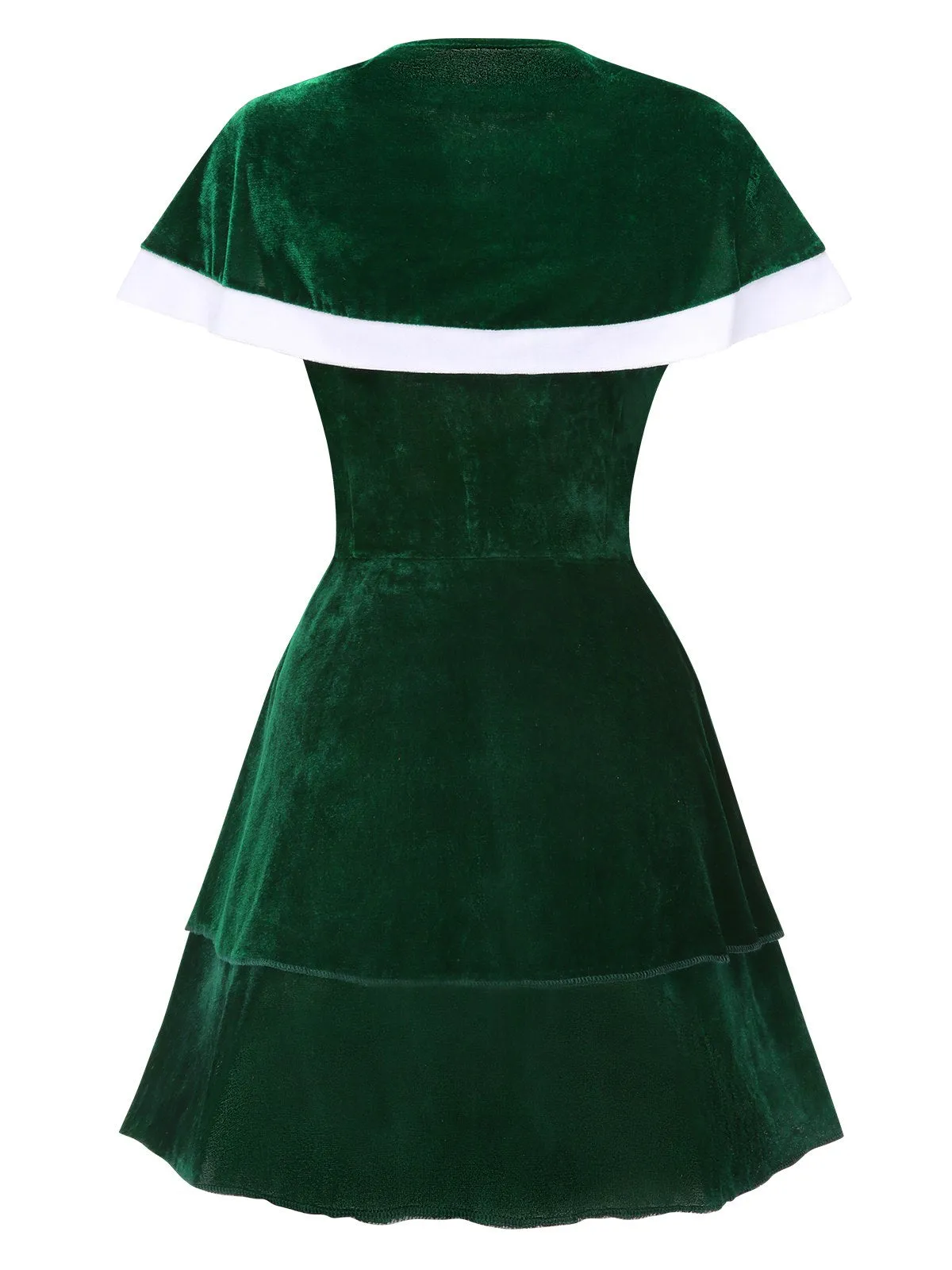 Green 1940s Christmas Velvet Dress With Cape sold by Retro Stage product image thumbnail 3