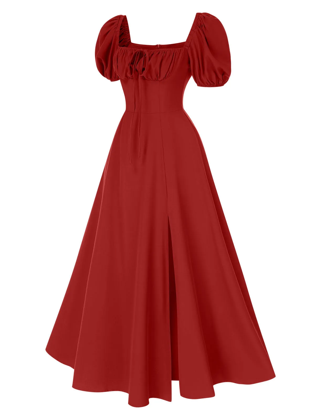 1940s Side Slit Puff Sleeve Square Neck Dress sold by Retro Stage product image thumbnail 3
