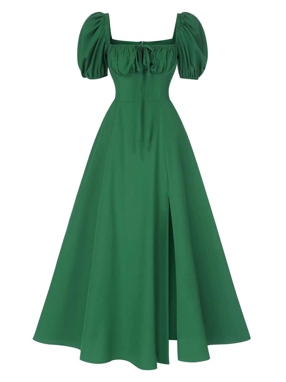 1940s Side Slit Puff Sleeve Square Neck Dress sold by Retro Stage product image thumbnail 5