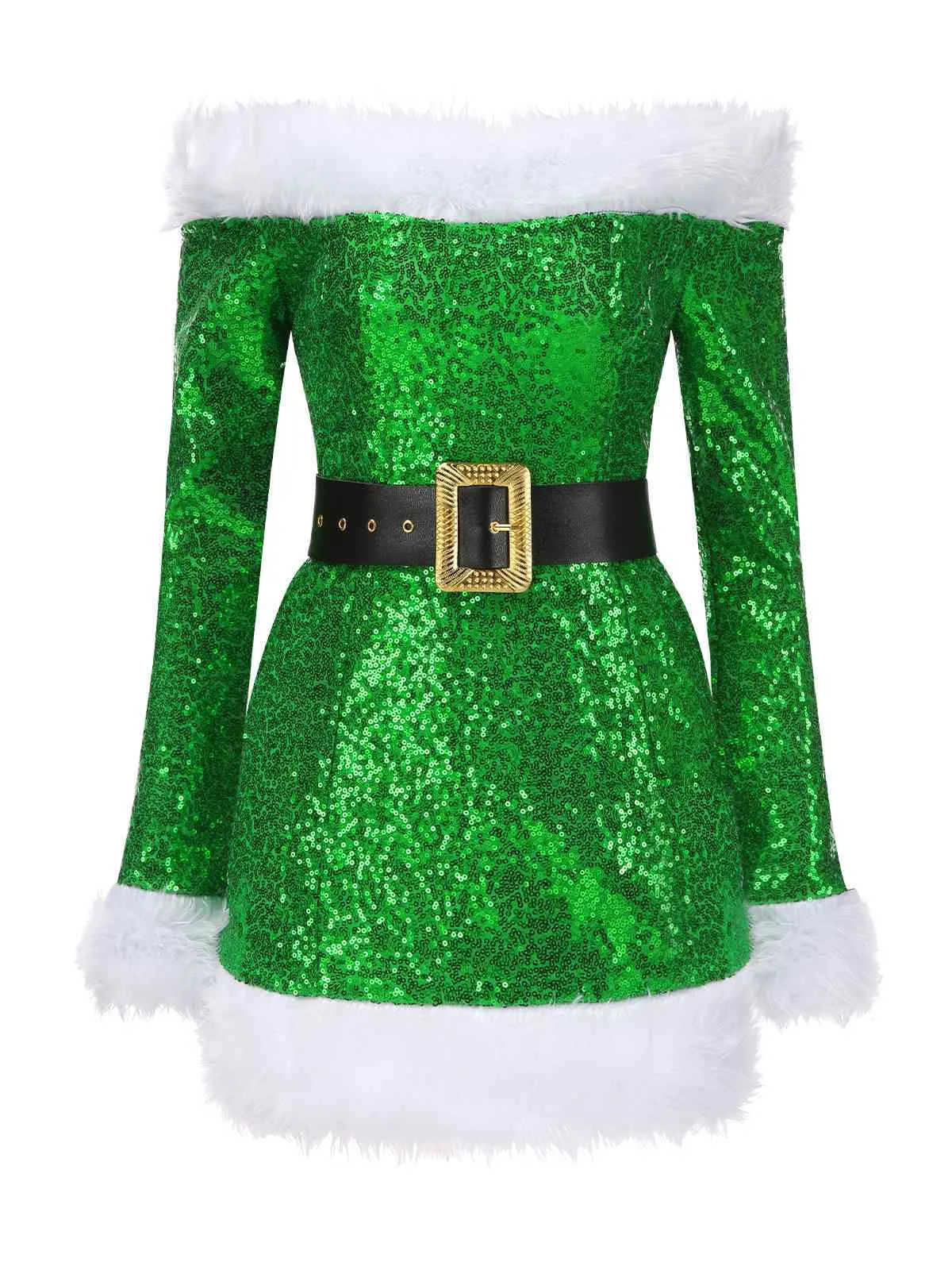 Green 1960s Christmas Plush Sequined Patchwork Dress sold by Retro Stage