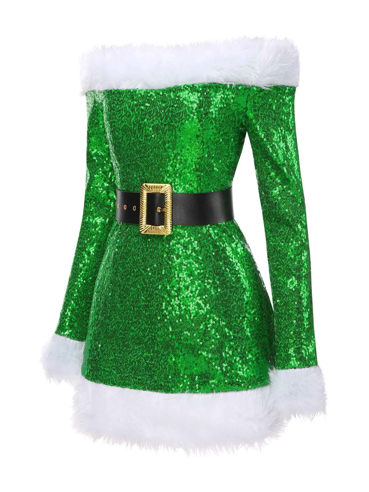 Green 1960s Christmas Plush Sequined Patchwork Dress sold by Retro Stage product image thumbnail 2