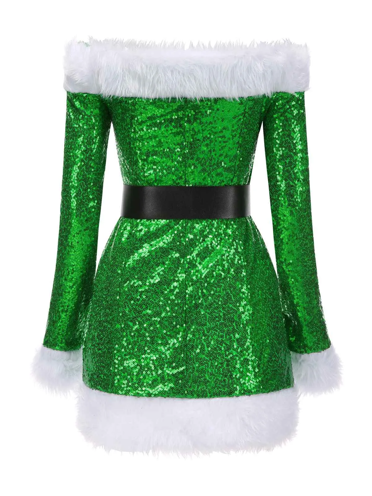 Green 1960s Christmas Plush Sequined Patchwork Dress sold by Retro Stage product image thumbnail 3