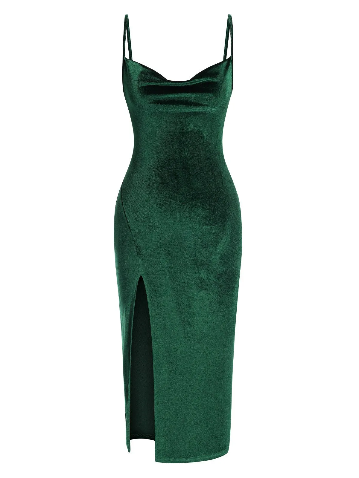Green 1960s Slit Suspender Velvet Dress sold by Retro Stage product image thumbnail 2