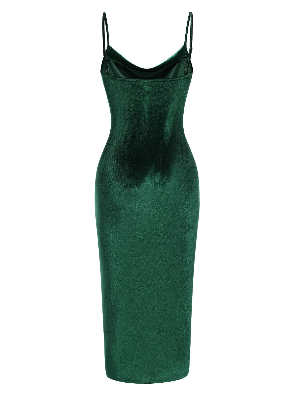 Green 1960s Slit Suspender Velvet Dress sold by Retro Stage product image thumbnail 3