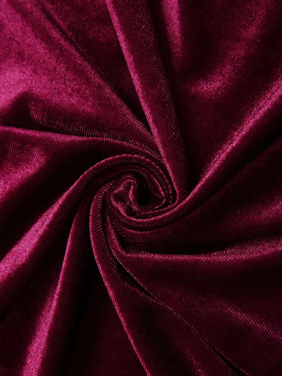 Wine Red 1940s Lace Trim Velvet Dress sold by Retro Stage product image thumbnail 4