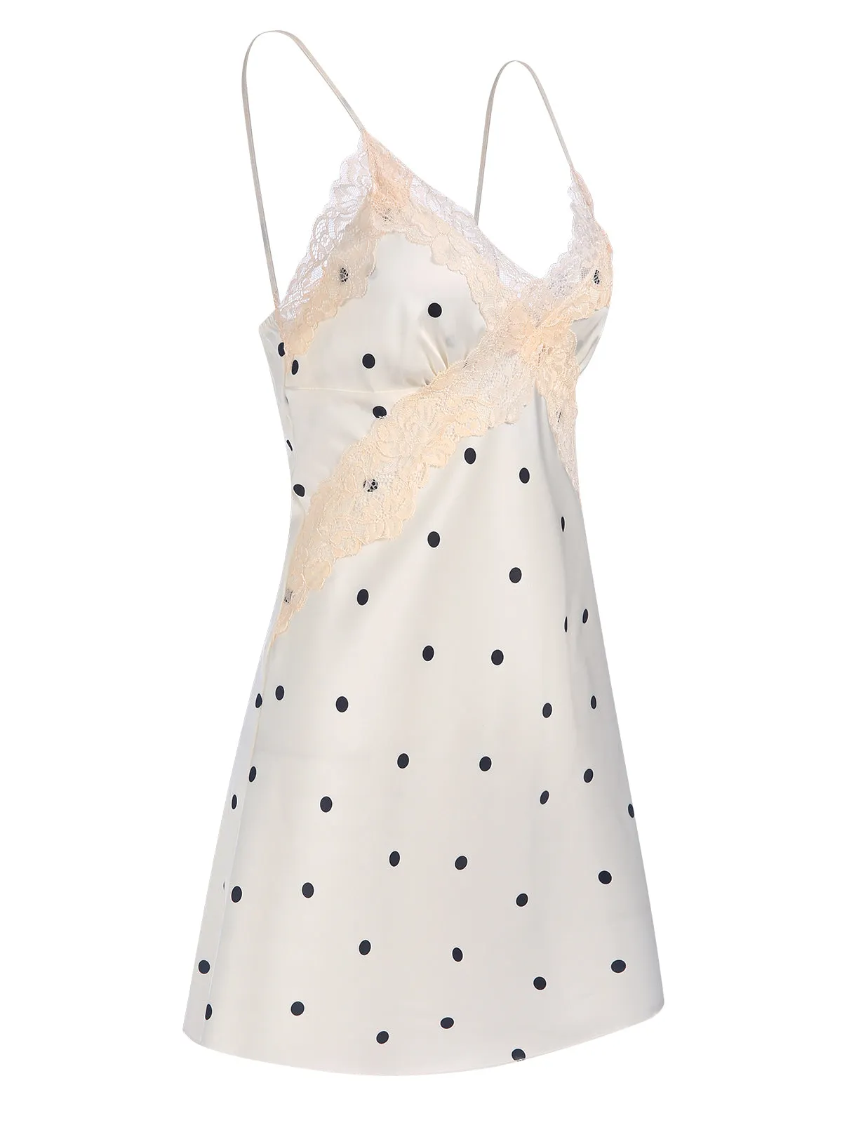 1970s Satin Polka Dot Lace Silk Nightdress sold by Retro Stage product image thumbnail 2