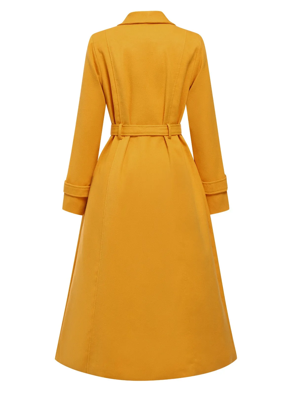Mango Yellow 1930s Solid Lapel Long Coat sold by Retro Stage product image thumbnail 3