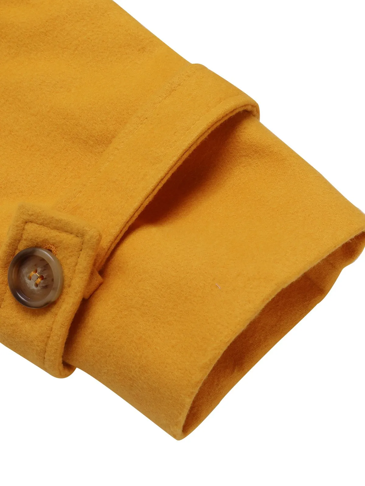 Mango Yellow 1930s Solid Lapel Long Coat sold by Retro Stage product image thumbnail 4