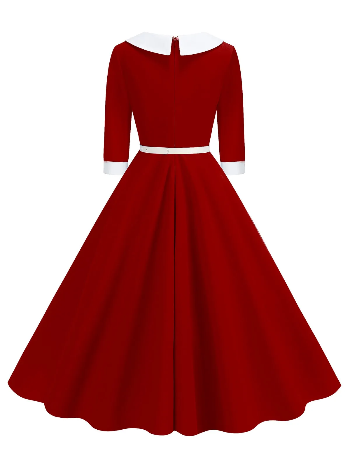 1950s Contrast Tie Neck Belted Lapel Dress sold by Retro Stage product image thumbnail 3