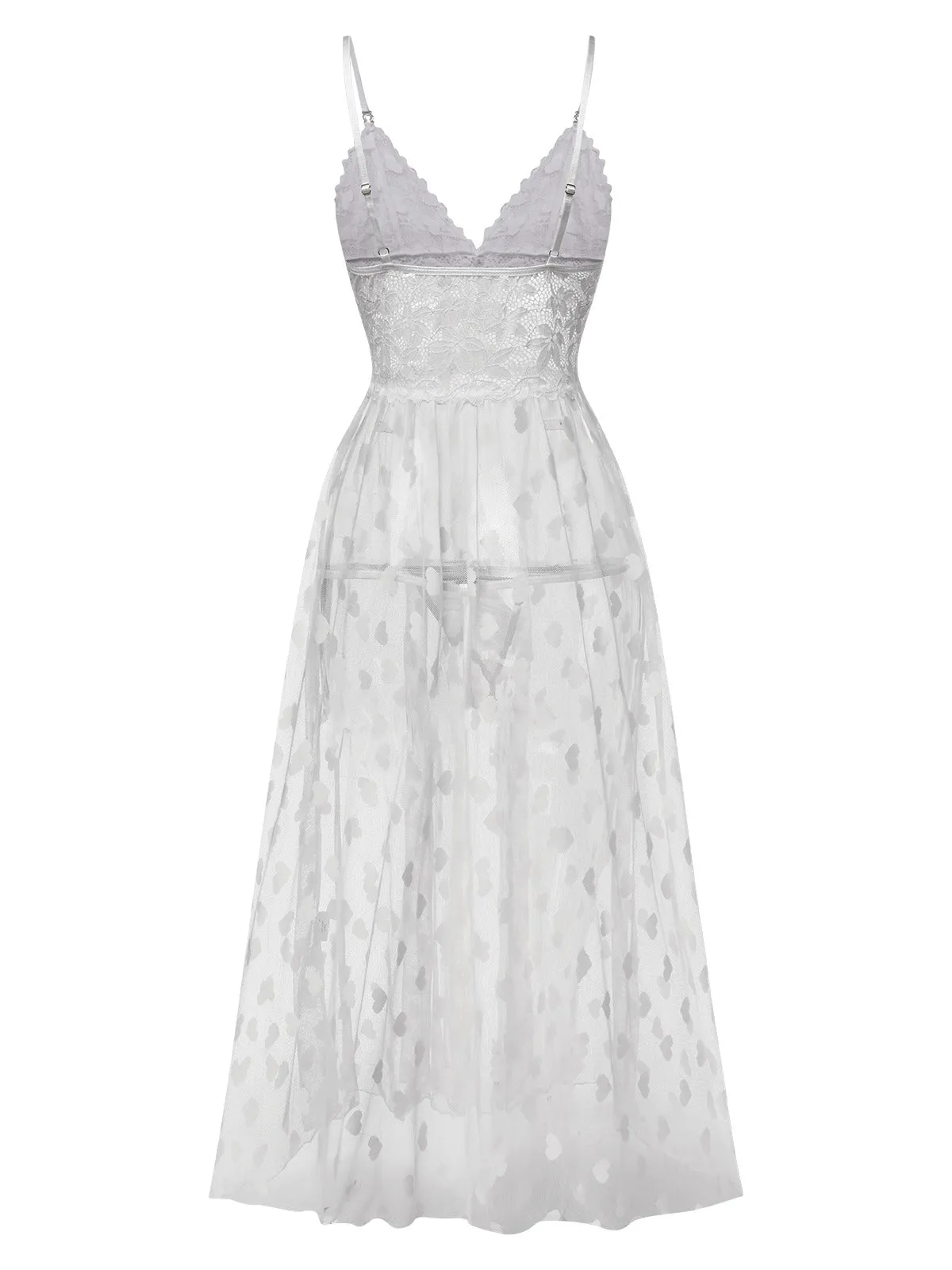 1930s Heart Dot Lace Spaghetti Straps Nightgown sold by Retro Stage product image thumbnail 3