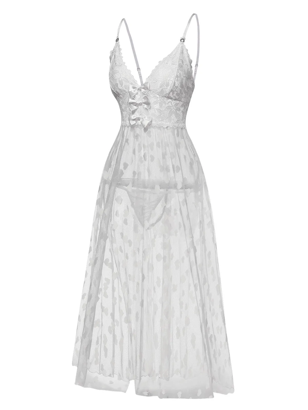 1930s Heart Dot Lace Spaghetti Straps Nightgown sold by Retro Stage product image thumbnail 4