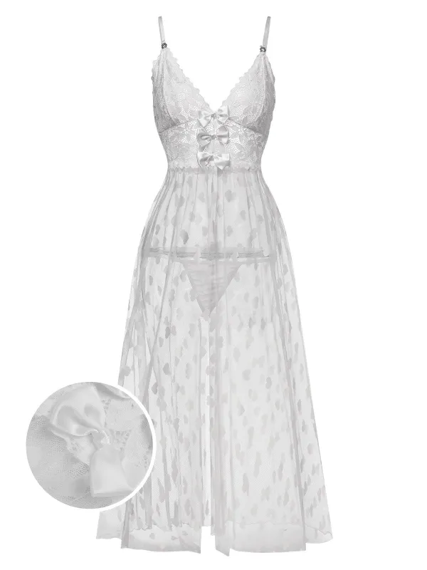 1930s Heart Dot Lace Spaghetti Straps Nightgown sold by Retro Stage