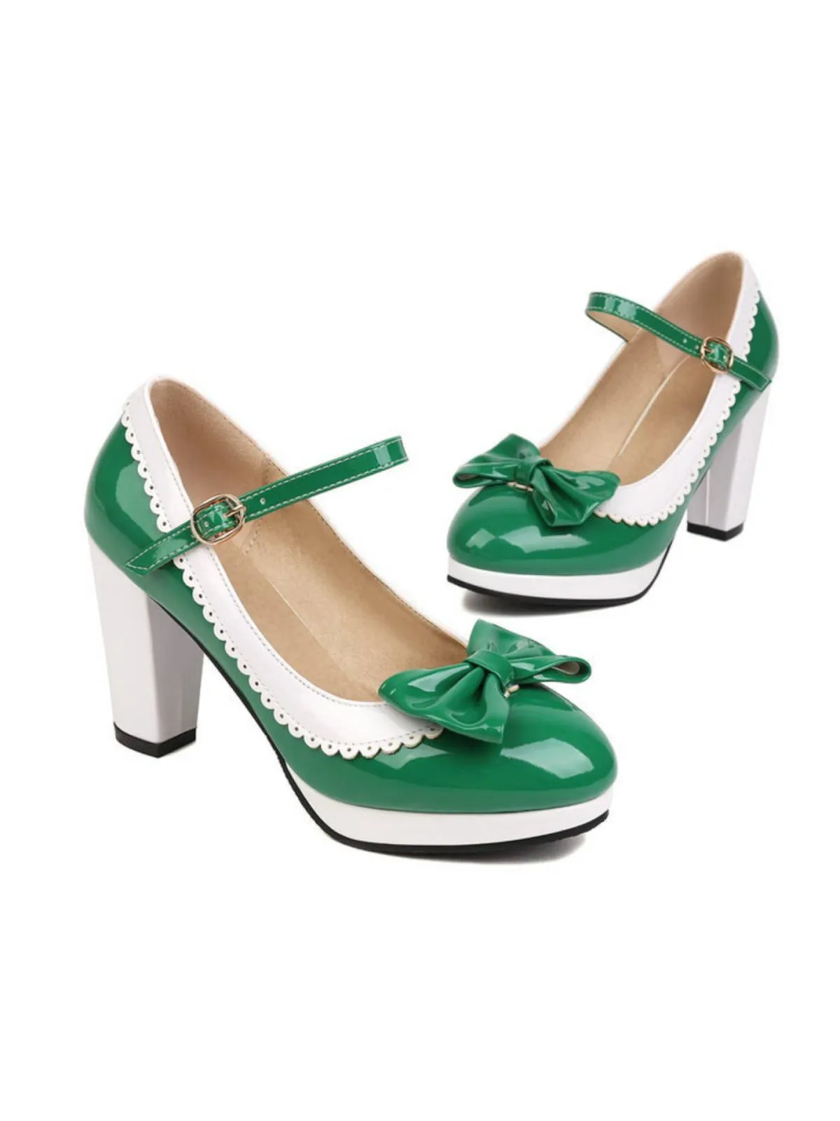 Bowknot Chunky Heels Mary Jane Shoes sold by Retro Stage product image thumbnail 4