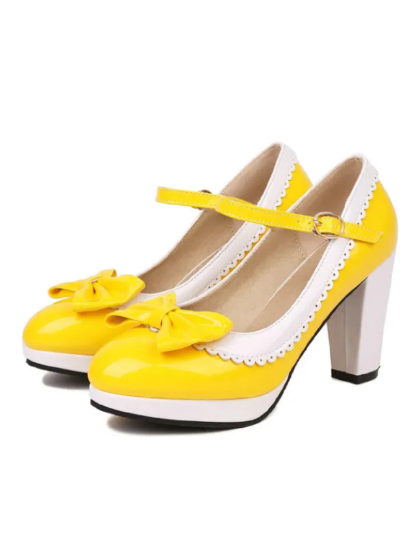Bowknot Chunky Heels Mary Jane Shoes sold by Retro Stage