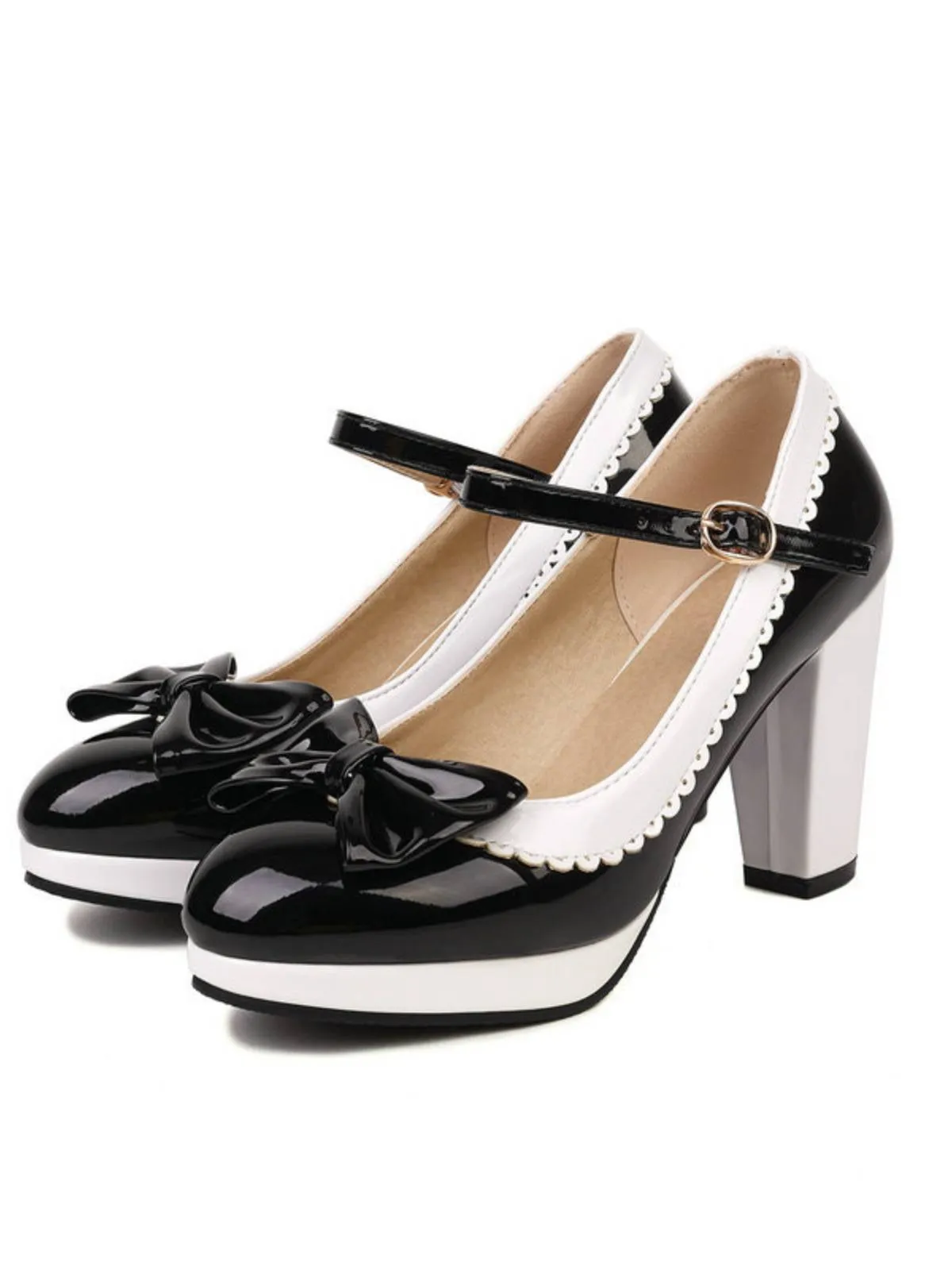 Bowknot Chunky Heels Mary Jane Shoes sold by Retro Stage product image thumbnail 5