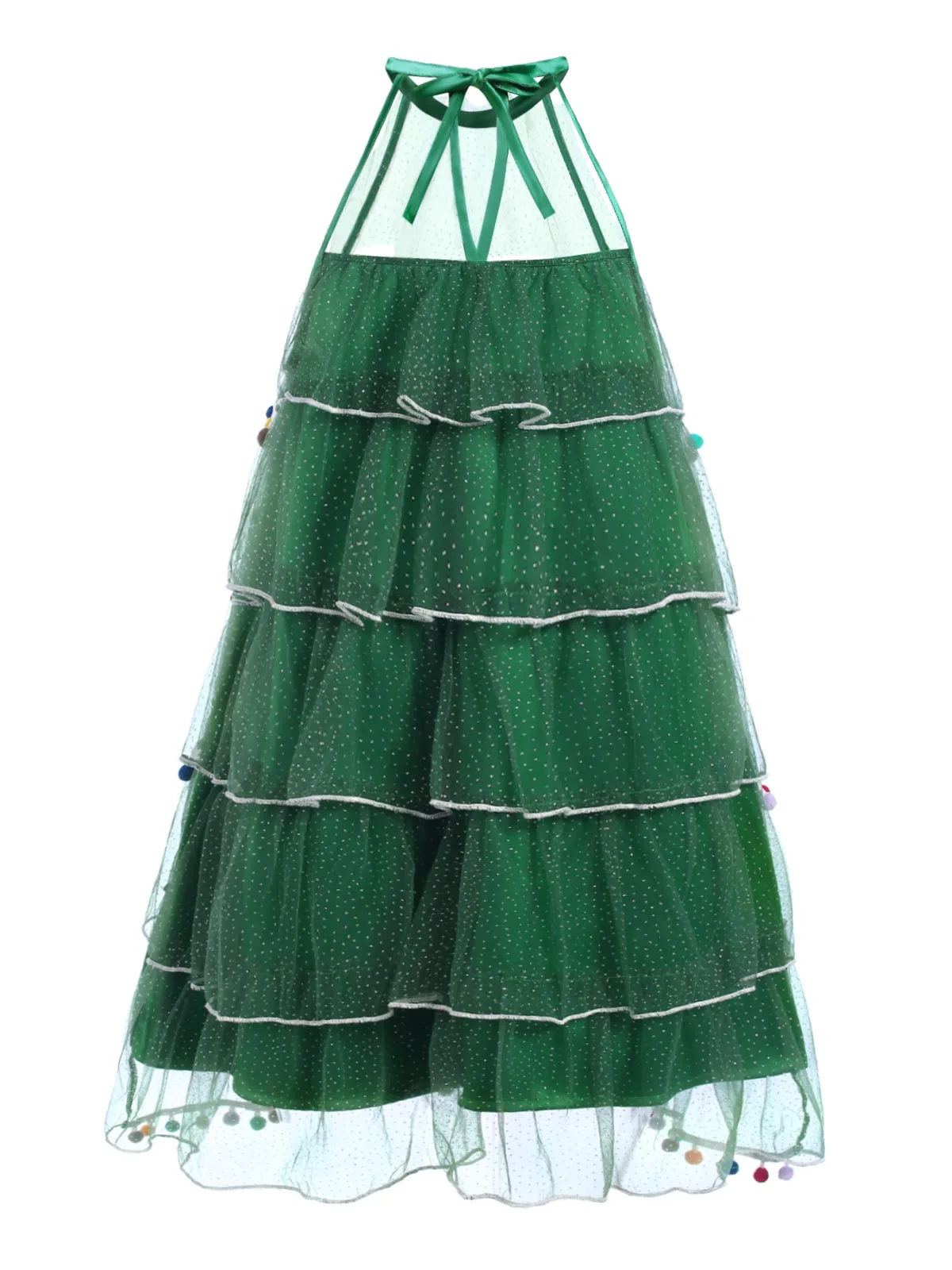 Green 1960s Pom-Pom Christmas Tree Dress sold by Retro Stage product image thumbnail 5