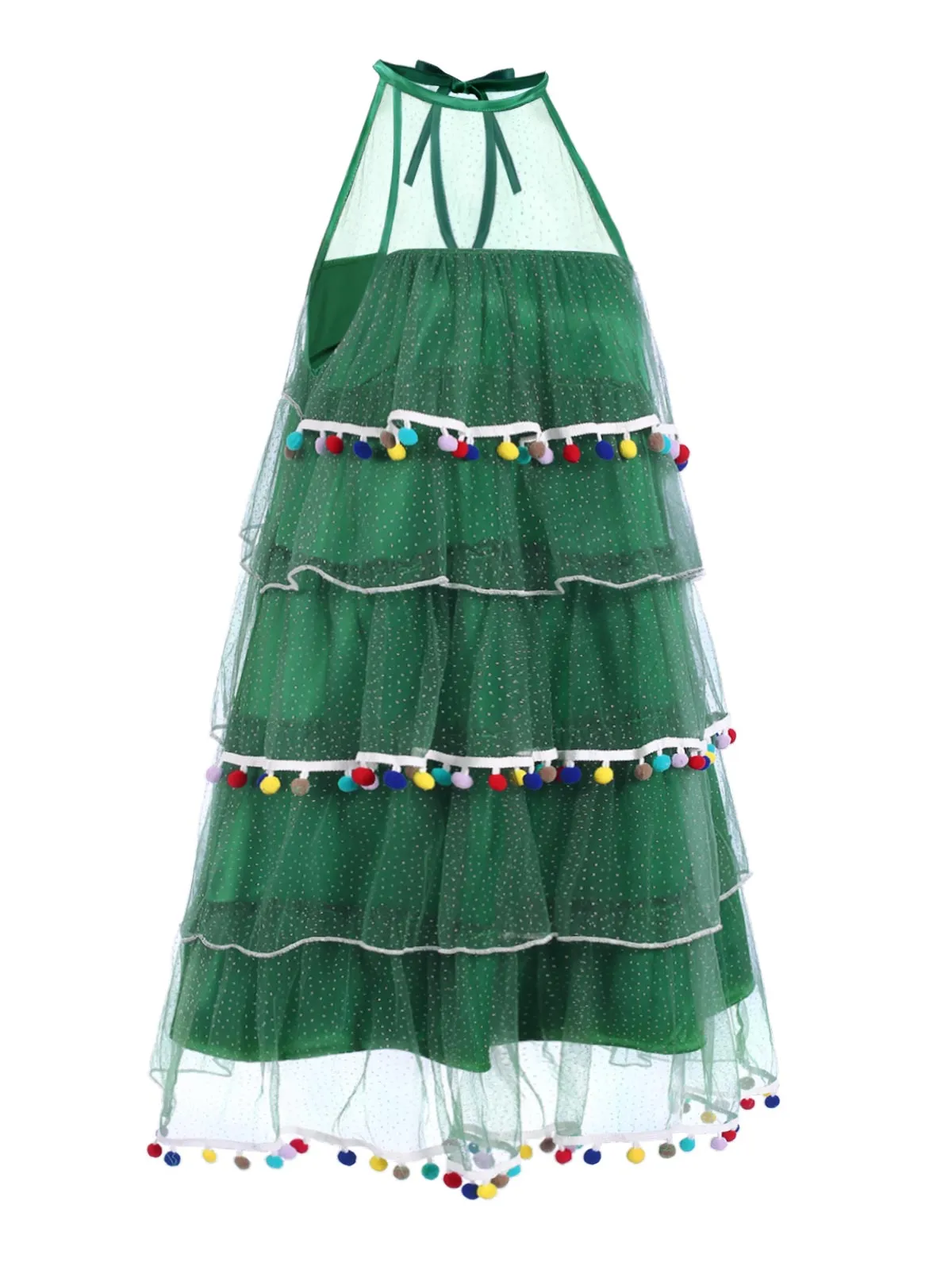 Green 1960s Pom-Pom Christmas Tree Dress sold by Retro Stage product image thumbnail 4