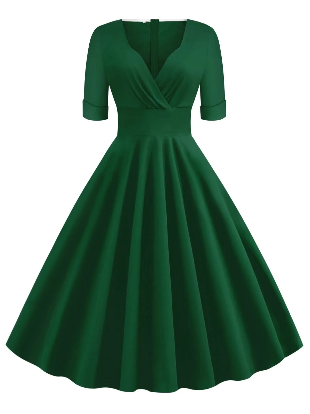 1950s Solid Sweetheart Fold Swing Dress sold by Retro Stage product image thumbnail 2