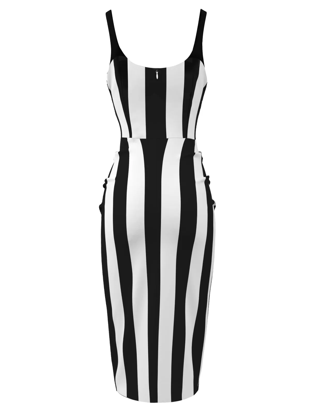 Black 1960s Vertical Stripe Straps Pencil Dress sold by Retro Stage product image thumbnail 4