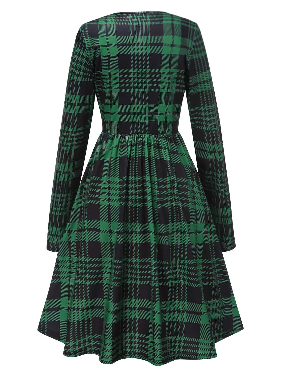 Green 1940s Crew Neck Tartan Dress With Belt sold by Retro Stage product image thumbnail 4