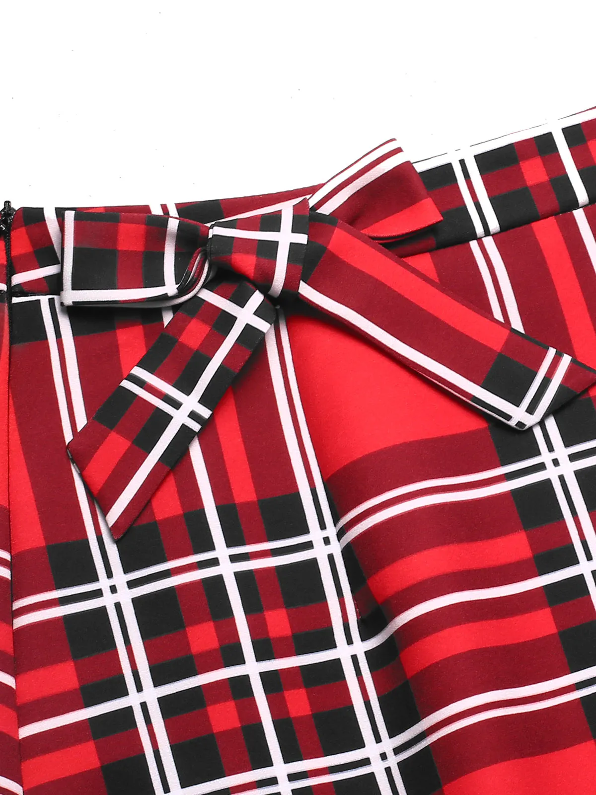 Red 1970s Tartan Plaids Bow Ruffles Skirt sold by Retro Stage product image thumbnail 5