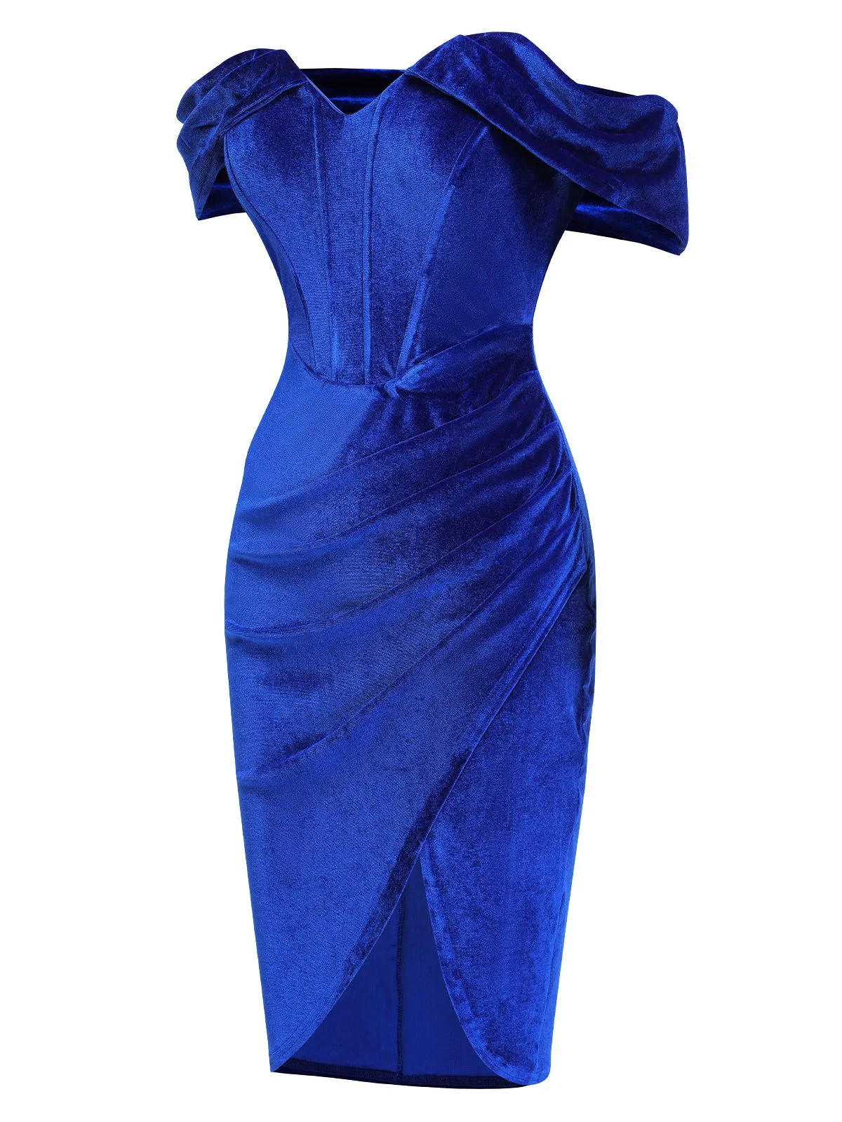Blue 1960s Solid Drop Shoulder Velvet Dress sold by Retro Stage product image thumbnail 2
