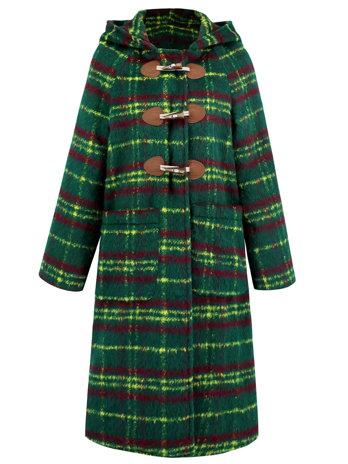 Green 1950s Gingham Plaid Hooded Coat sold by Retro Stage