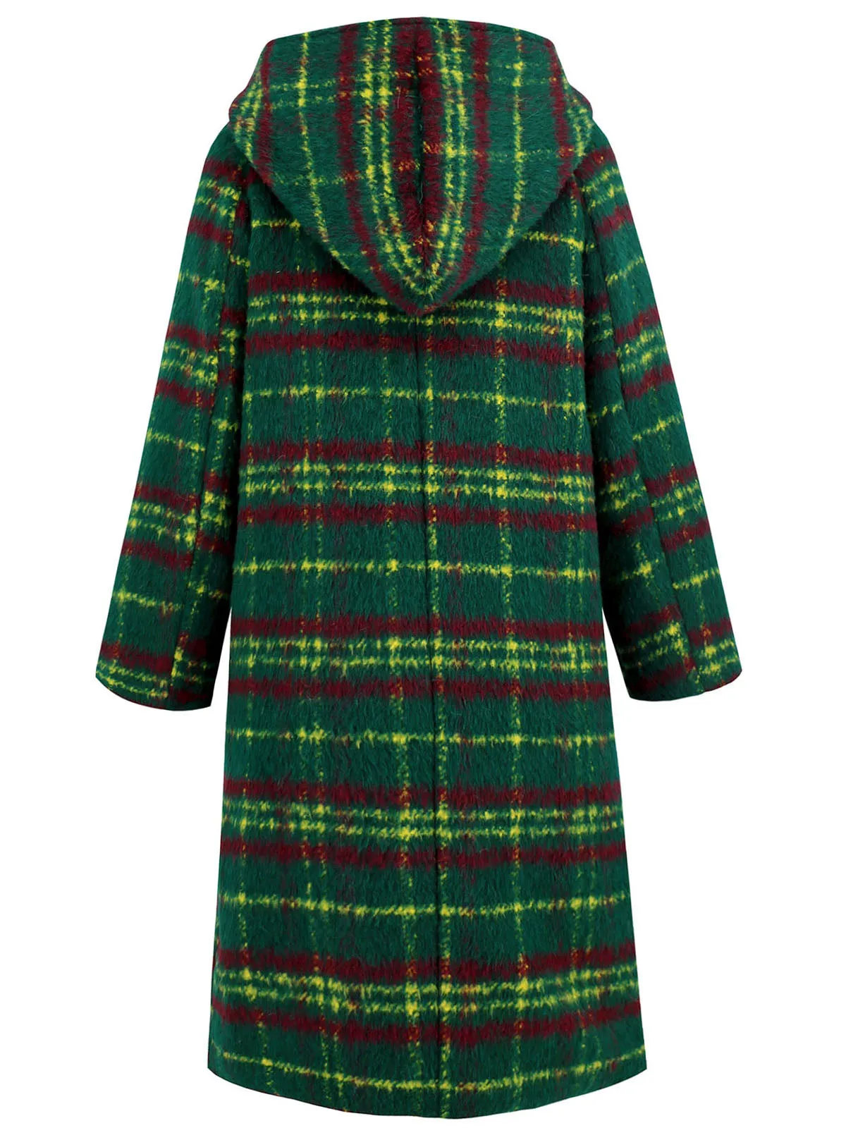 Green 1950s Gingham Plaid Hooded Coat sold by Retro Stage product image thumbnail 2