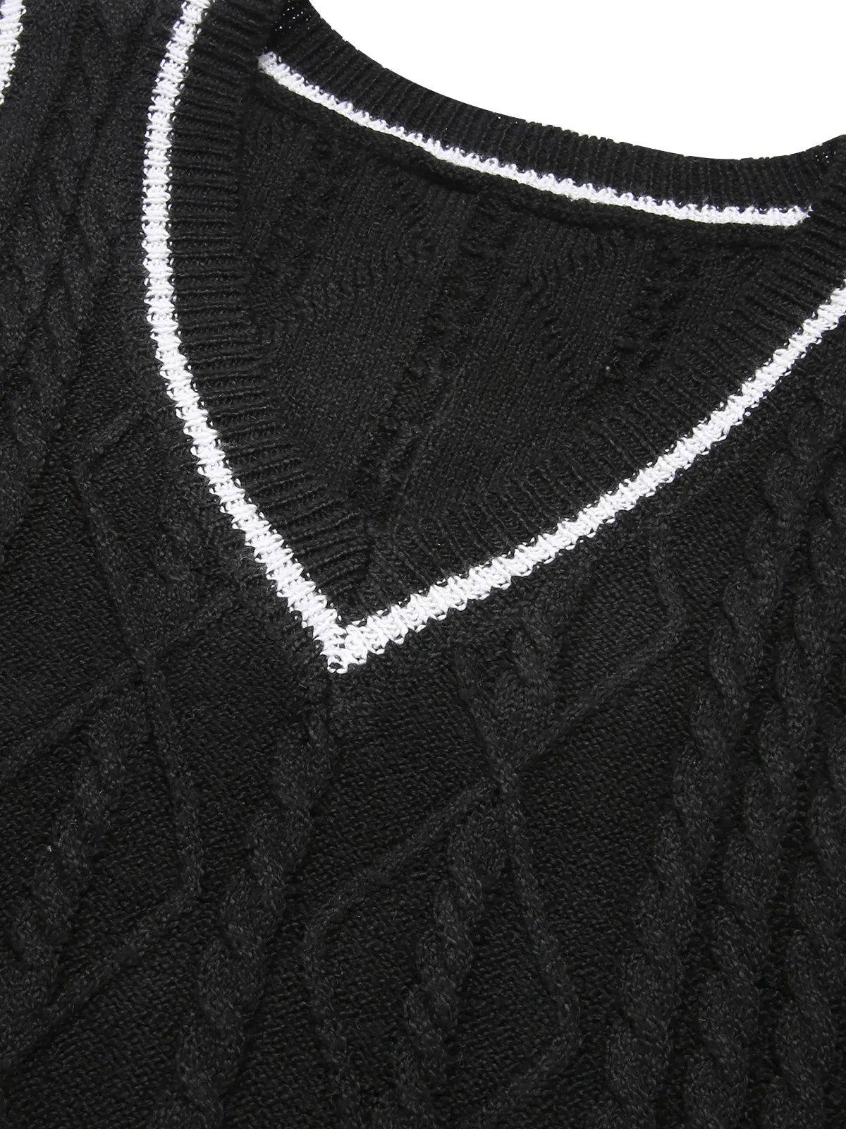 Black 1960s V-Neck Knitted Sleeveless Dress sold by Retro Stage product image thumbnail 4