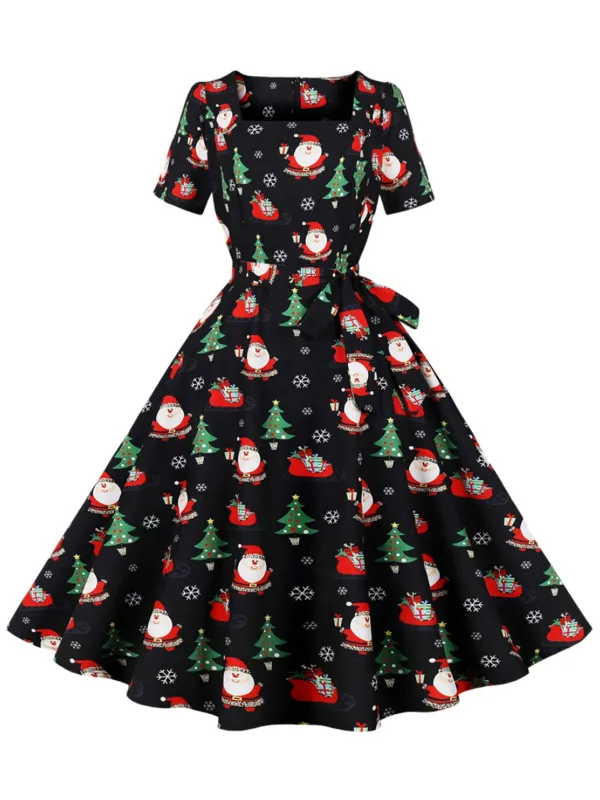 Black 1950s Santa Claus Christmas Dress sold by Retro Stage