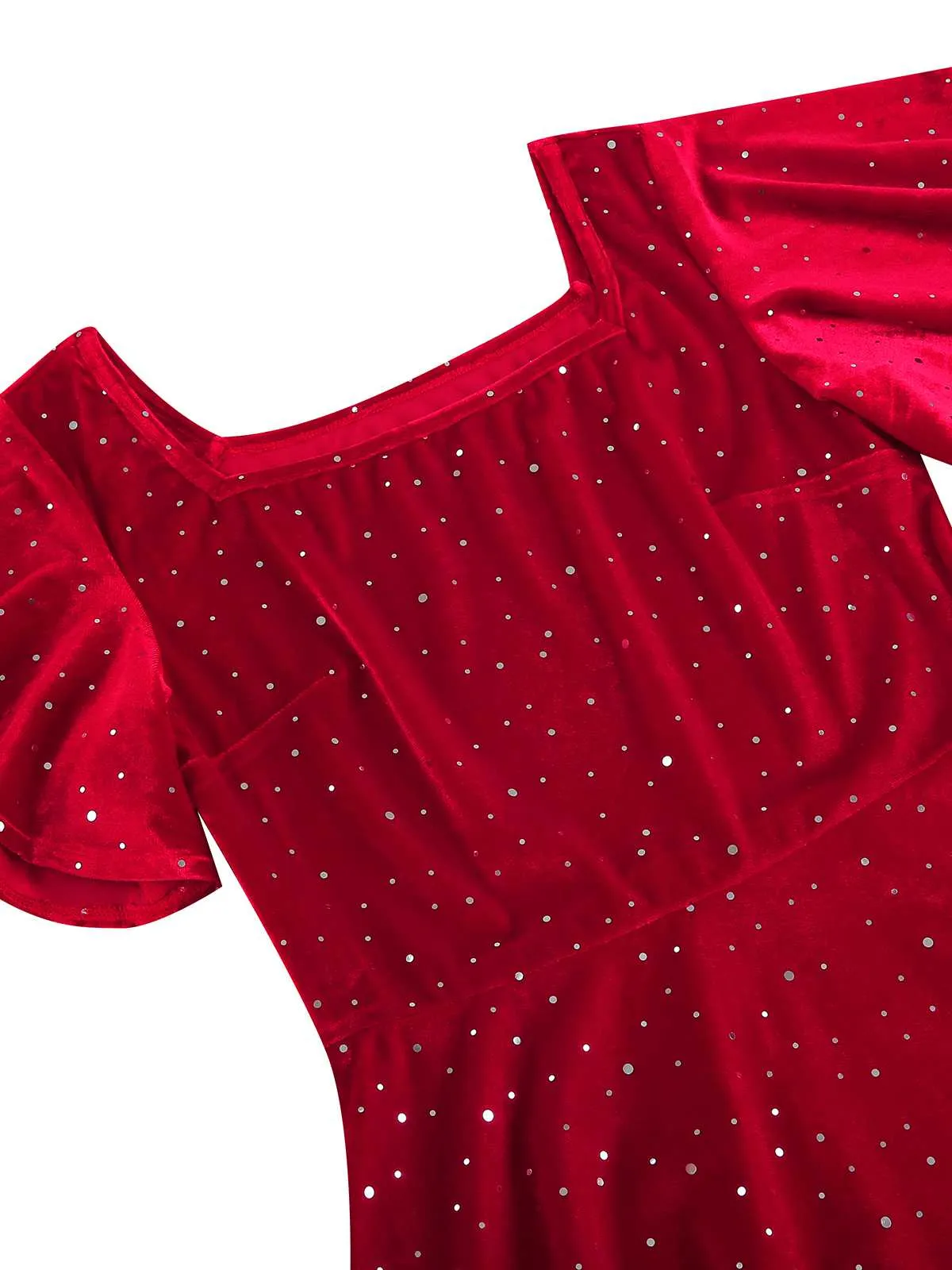 1950s Velvet Sparkling Solid A-Line Dress sold by Retro Stage product image thumbnail 4