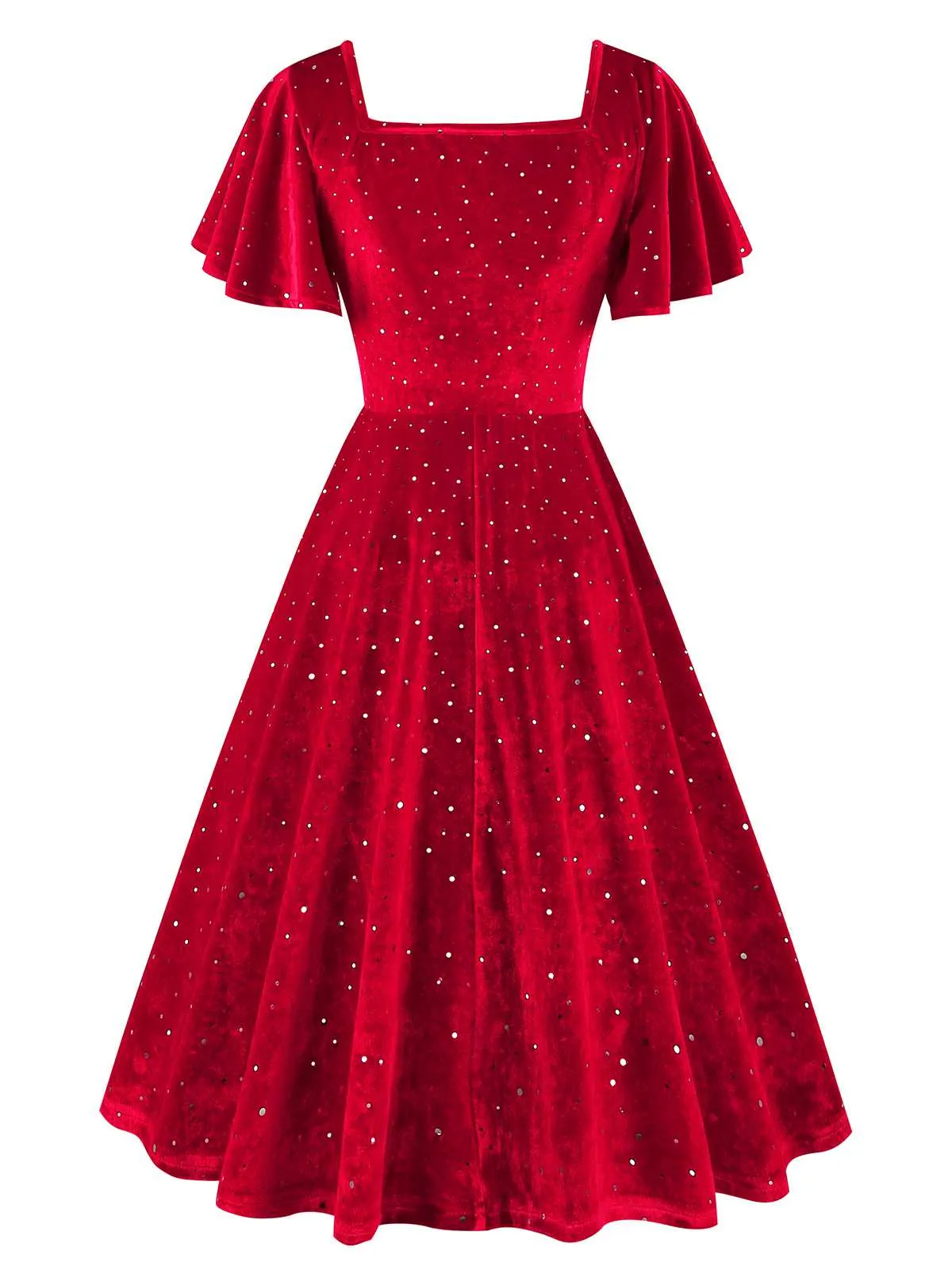 1950s Velvet Sparkling Solid A-Line Dress sold by Retro Stage product image thumbnail 3
