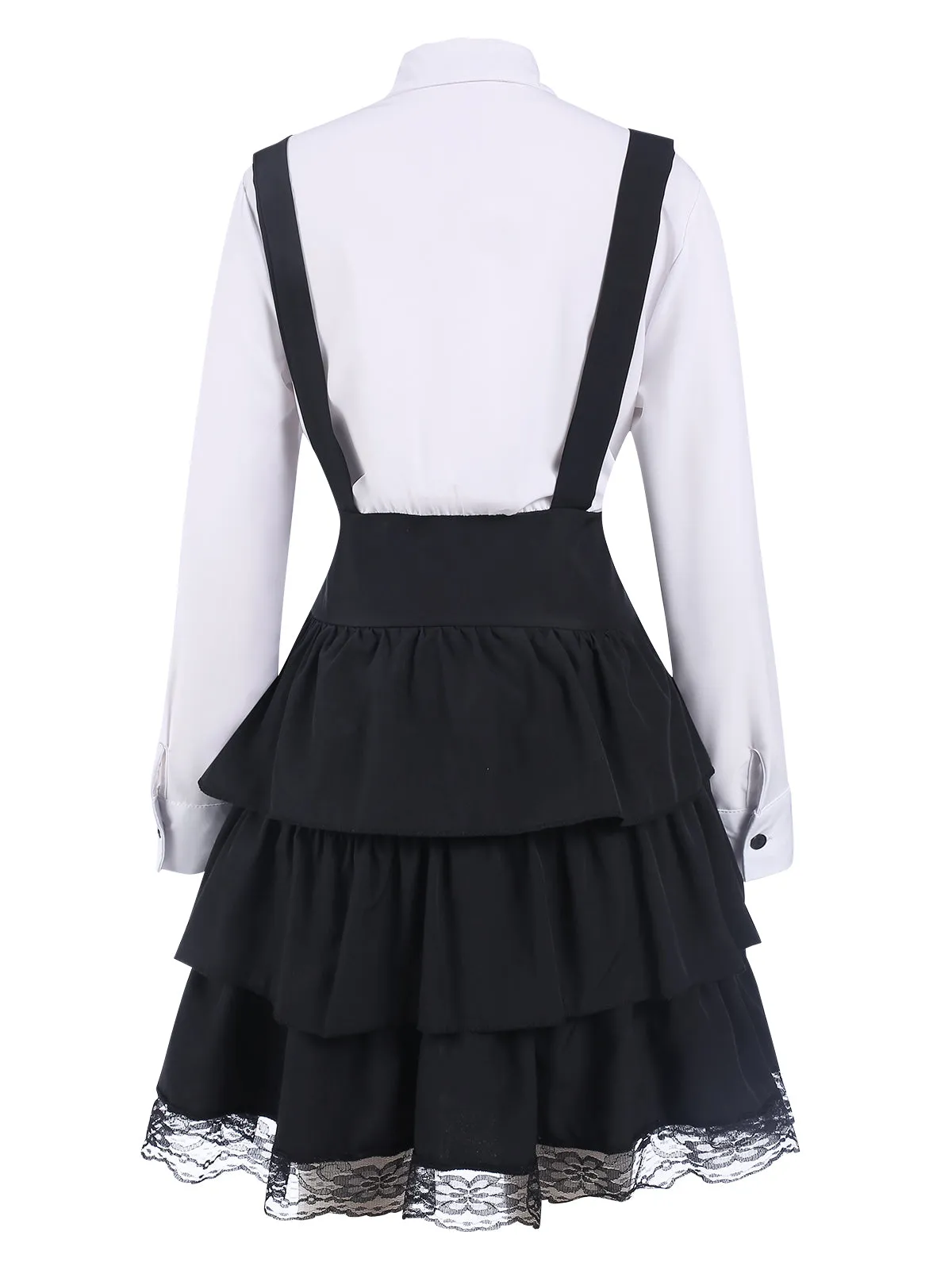 1950S Shirt Neck Suspender Patchwork Layered Dress sold by Retro Stage product image thumbnail 3