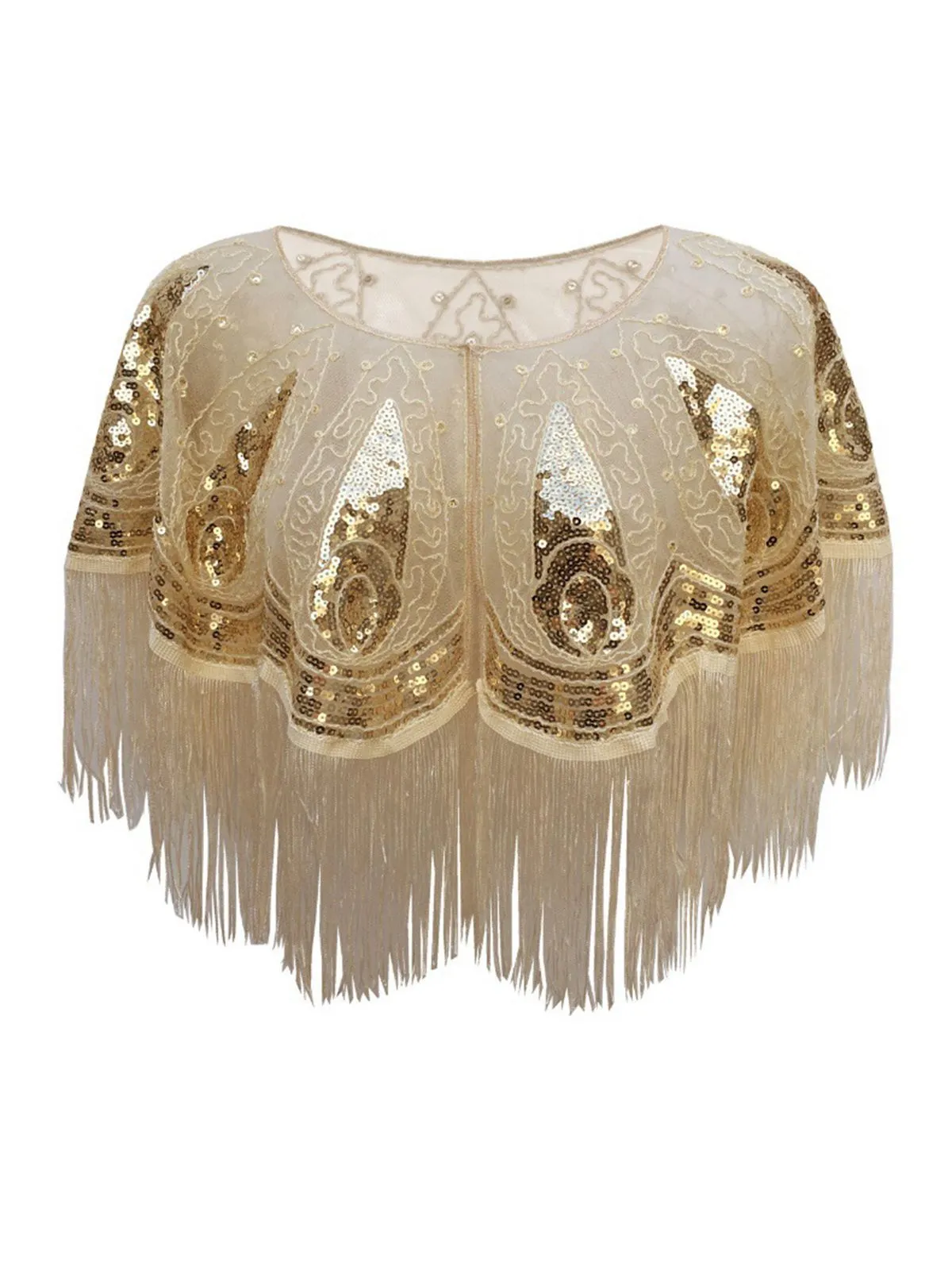 1920s Crew Neck Sequined Tassel Cape sold by Retro Stage product image thumbnail 3