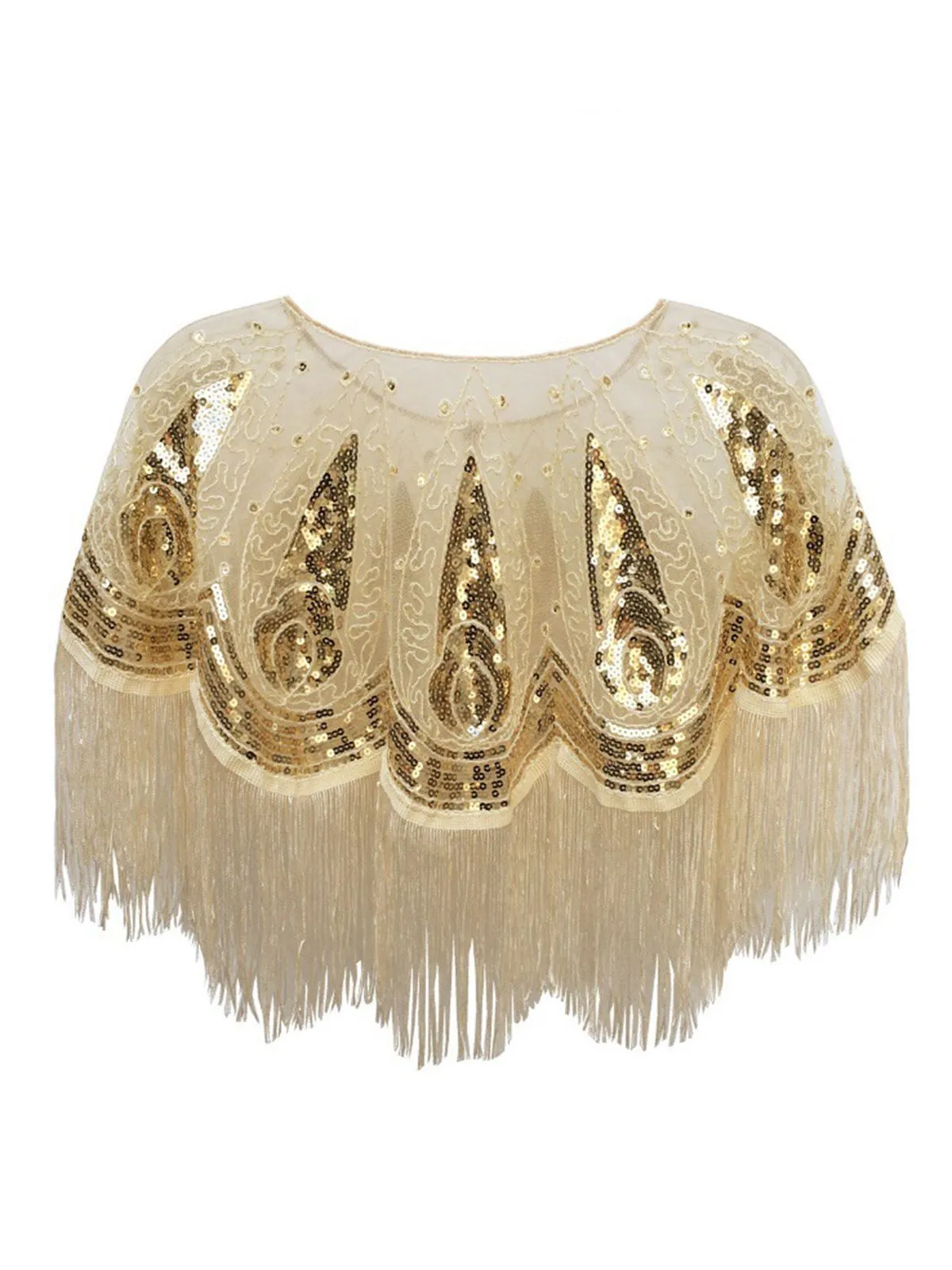 1920s Crew Neck Sequined Tassel Cape sold by Retro Stage product image thumbnail 4