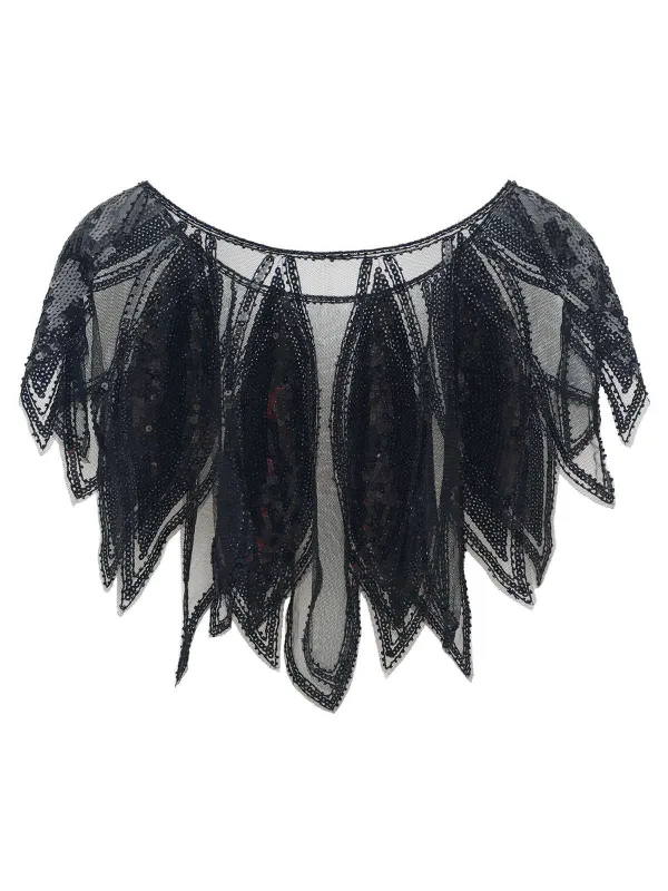 1920s Leaves Shape Sequined Patchwork Cape sold by Retro Stage