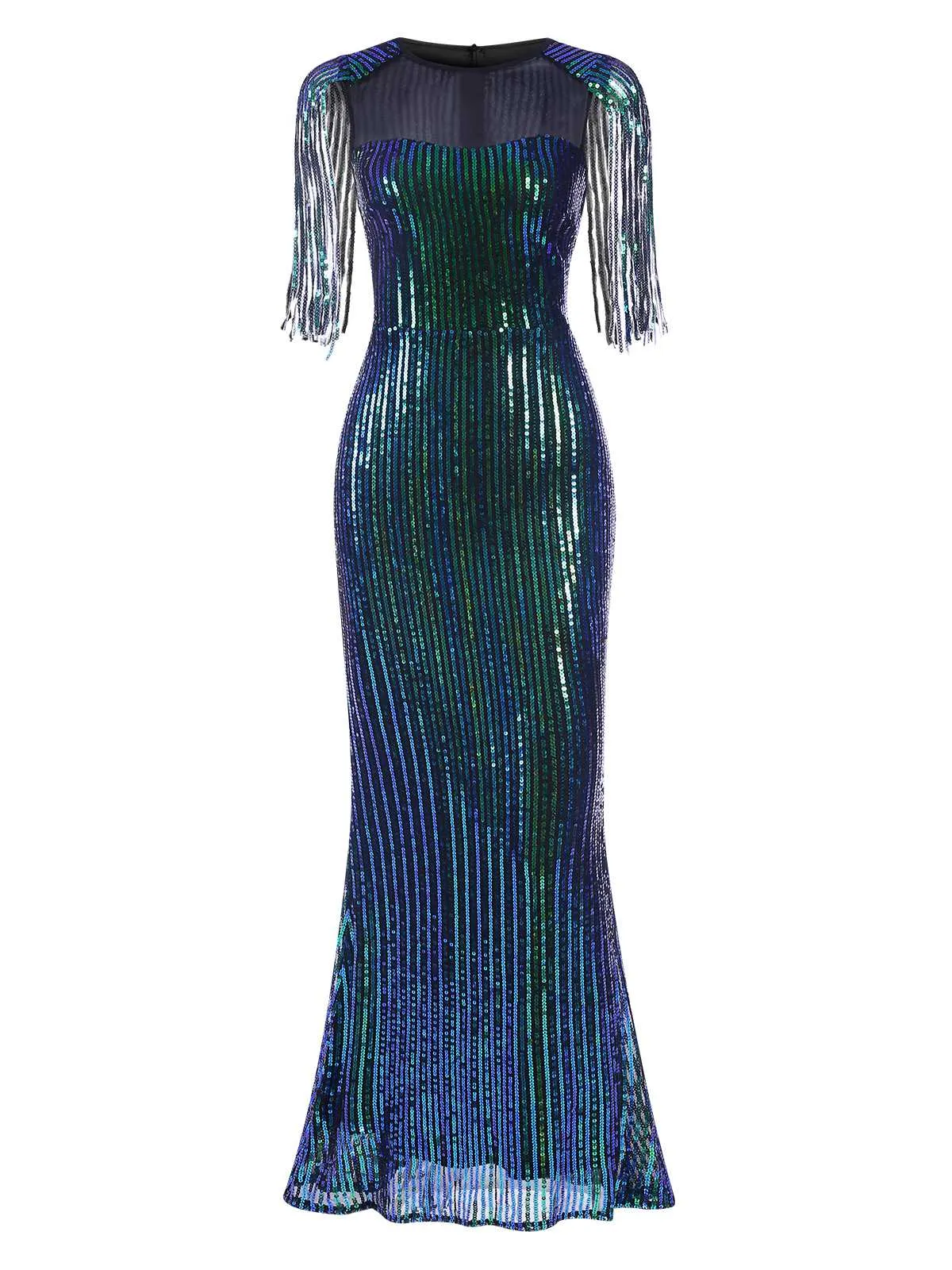 1930s Sequined Tassels Mesh Patchwork Dress sold by Retro Stage product image thumbnail 2