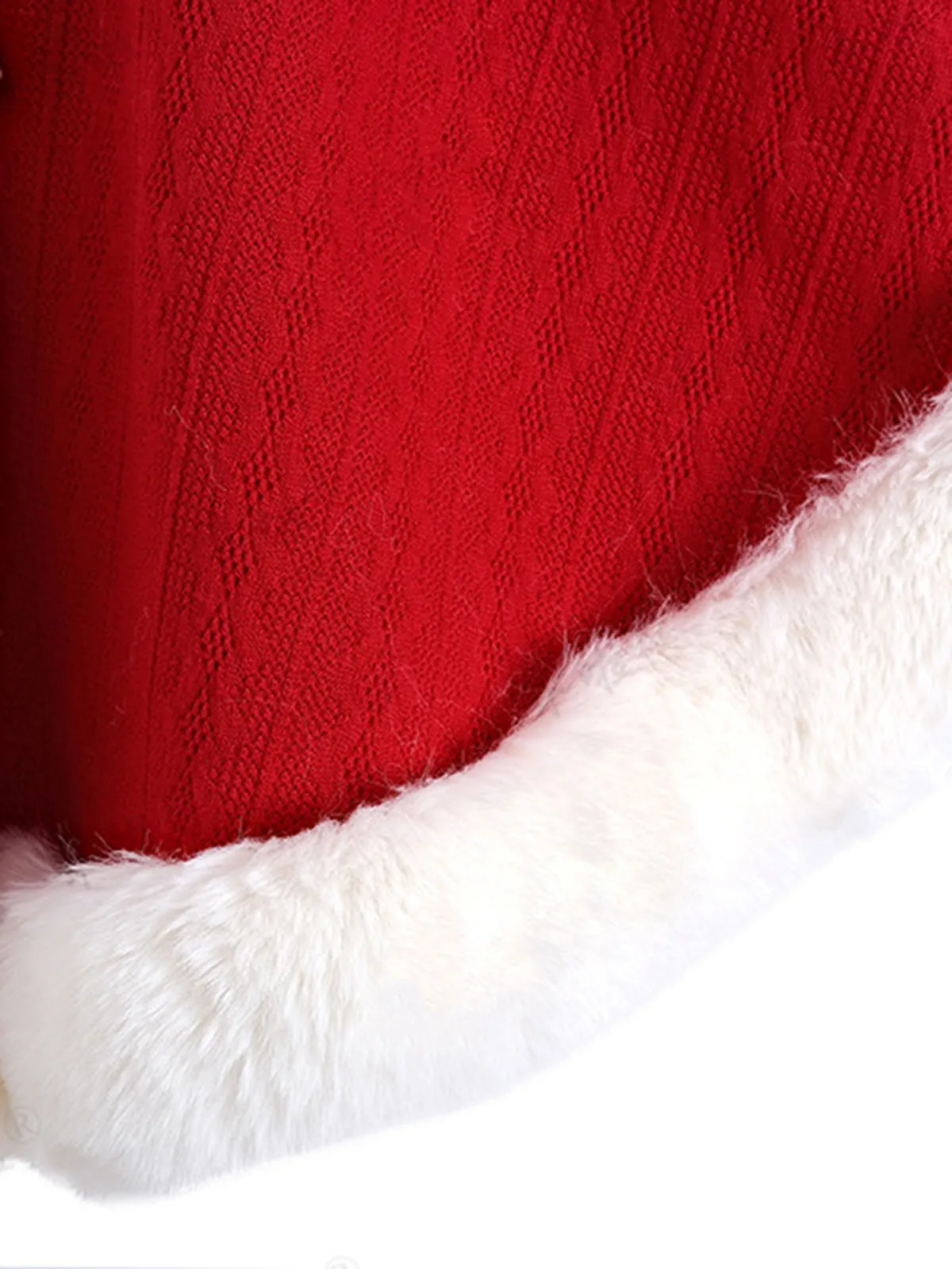 1950s Christmas Knitted Pearl Fur Trim Shawl sold by Retro Stage product image thumbnail 4