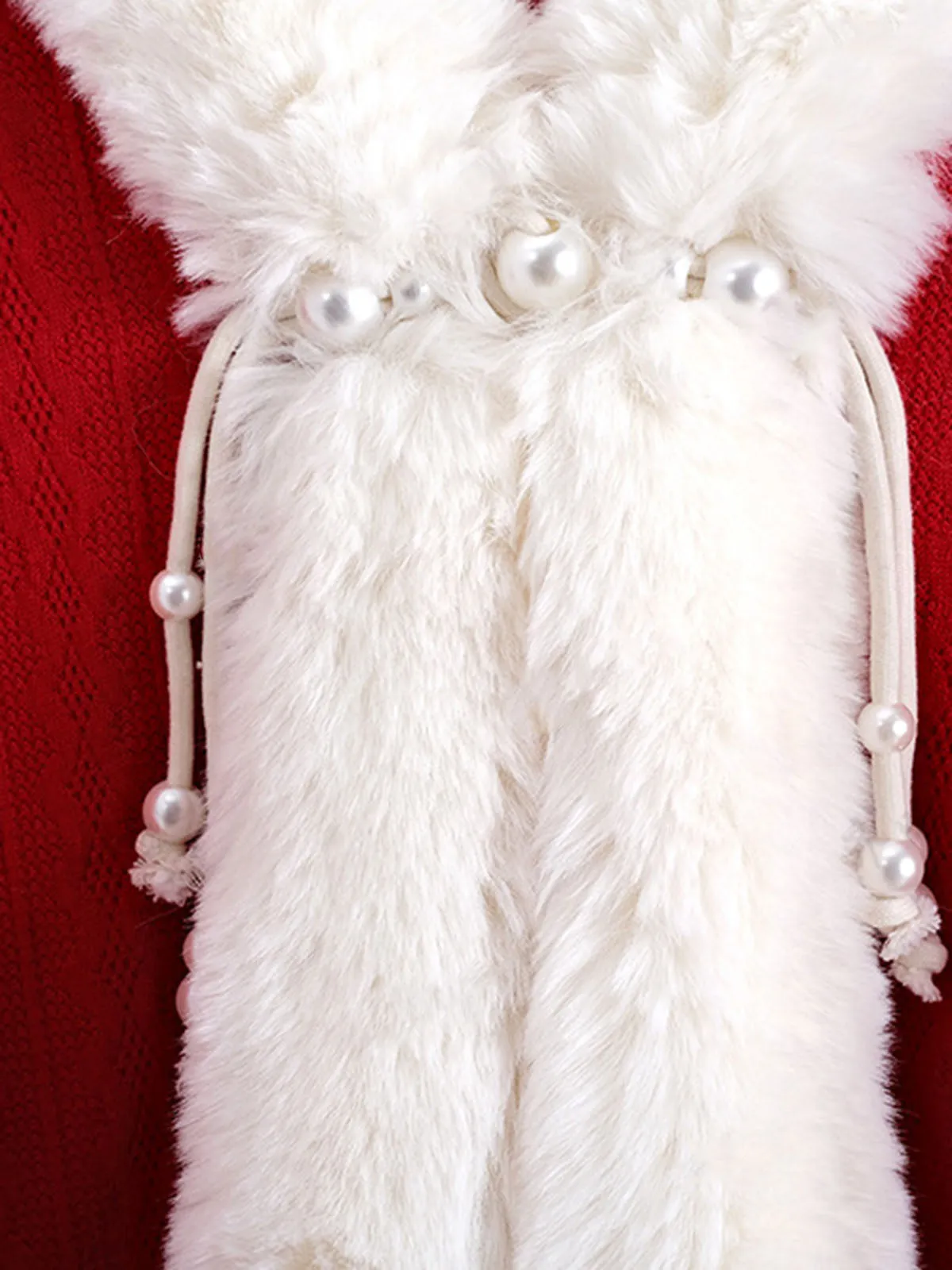 1950s Christmas Knitted Pearl Fur Trim Shawl sold by Retro Stage product image thumbnail 3