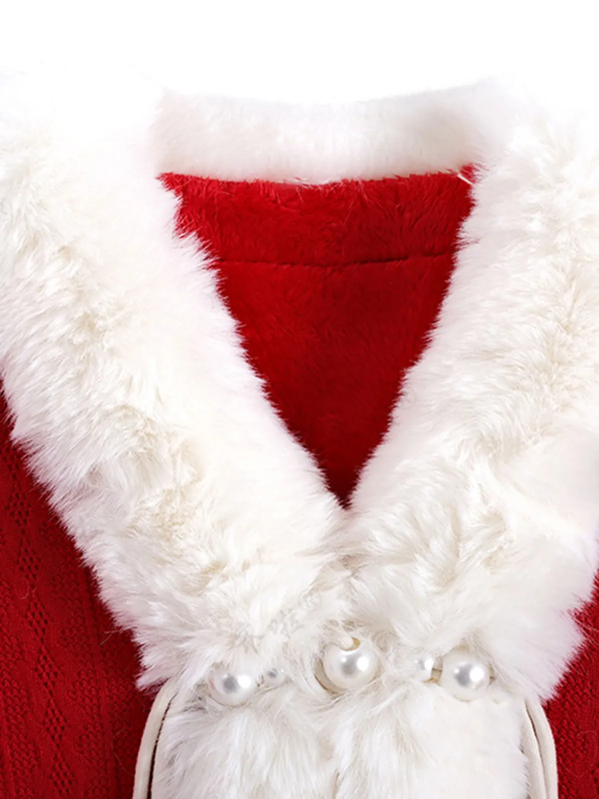 1950s Christmas Knitted Pearl Fur Trim Shawl sold by Retro Stage product image thumbnail 2