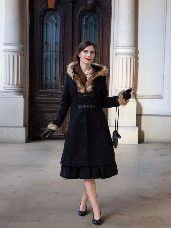 1950s Solid Buckle Fur Trimmed Coat sold by Retro Stage