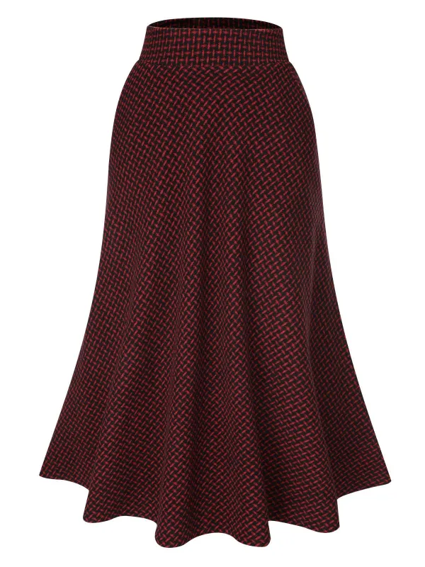 Wine Red 1940s A-Line Maxi Skirt sold by Retro Stage