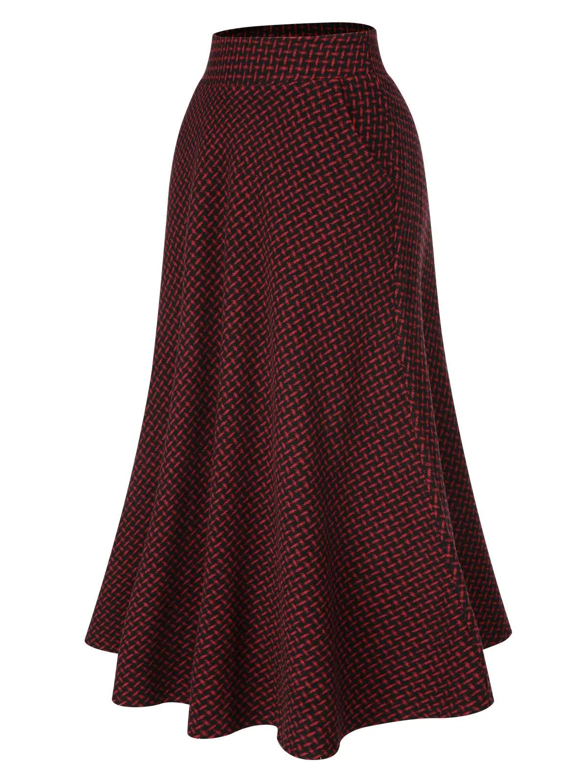 Wine Red 1940s A-Line Maxi Skirt sold by Retro Stage product image thumbnail 2