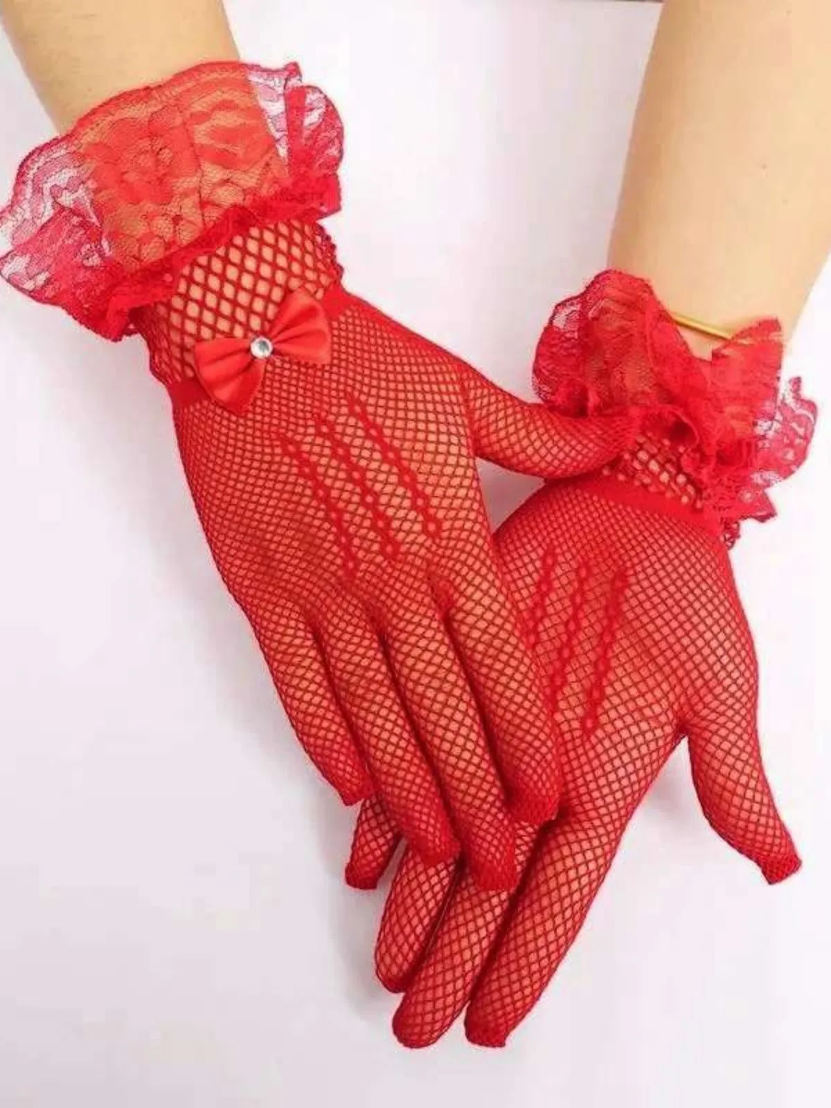 Vintage Solid Bow Lace Gloves sold by Retro Stage product image thumbnail 4