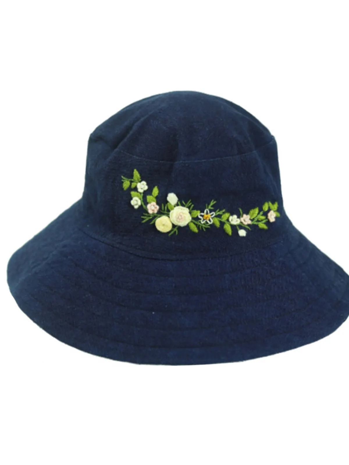 Vintage Blue Hand Embroidered Rose Floral Hat sold by Retro Stage