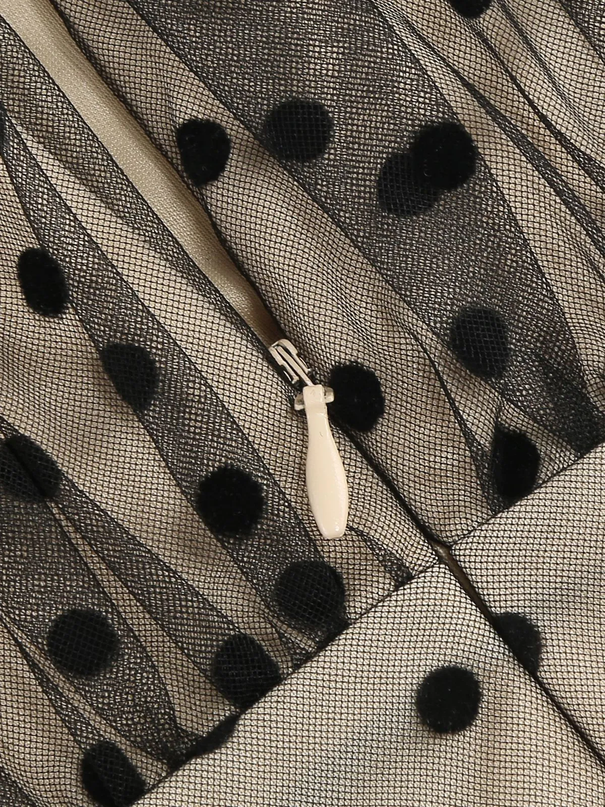 Black 1950s V-Neck Polka Dot Mesh Dress sold by Retro Stage product image thumbnail 5