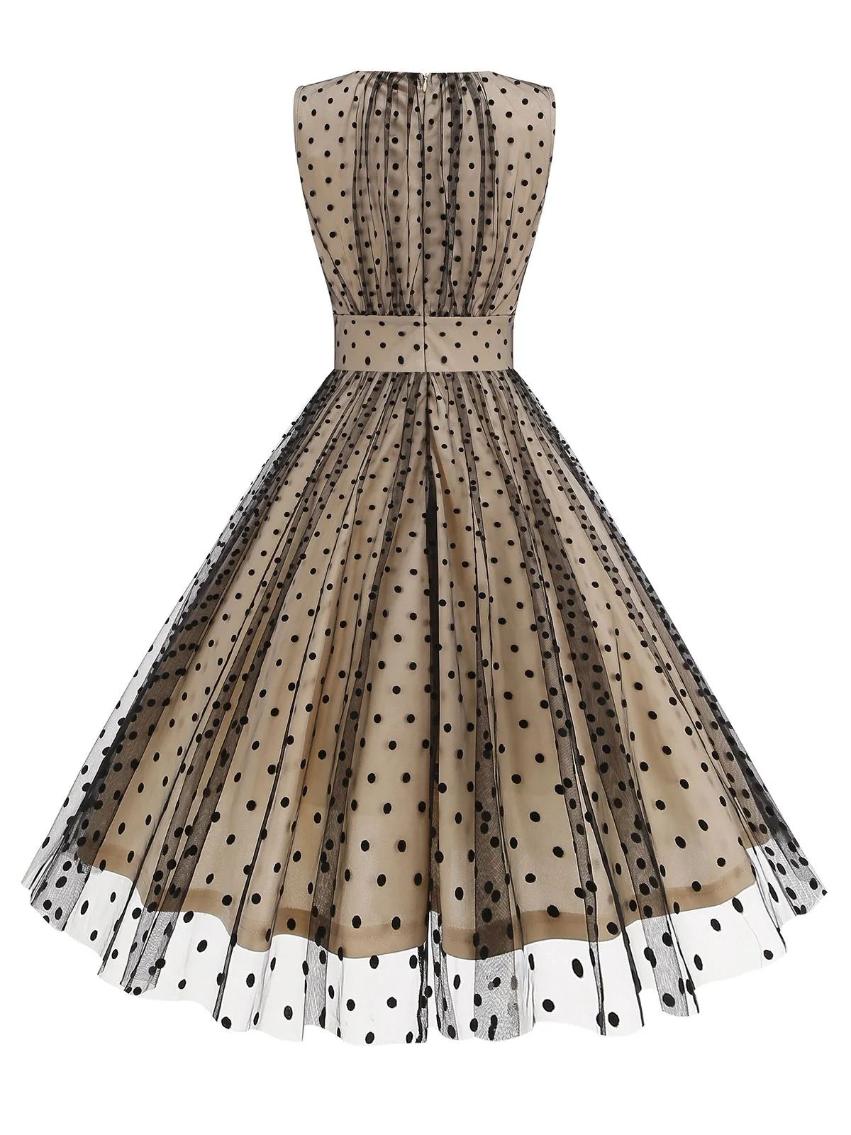 Black 1950s V-Neck Polka Dot Mesh Dress sold by Retro Stage product image thumbnail 3