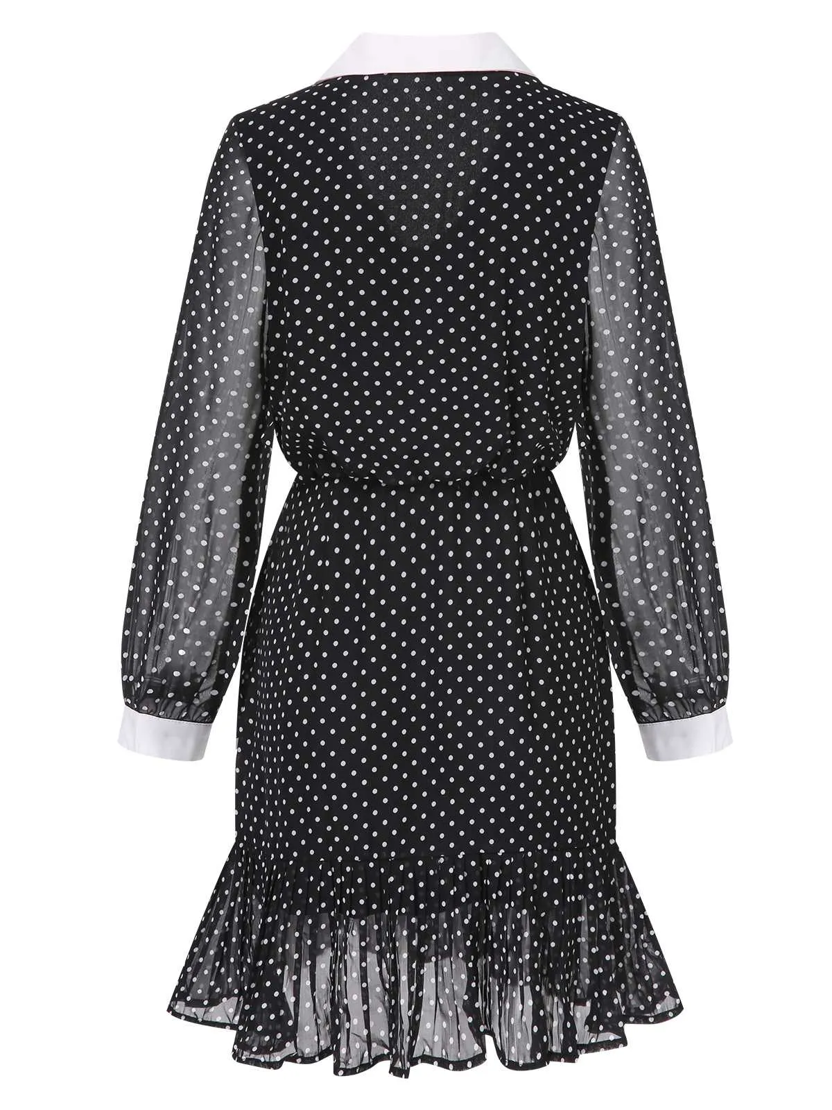 Black 1940s Polka Dot Contrast Collar Dress sold by Retro Stage product image thumbnail 2