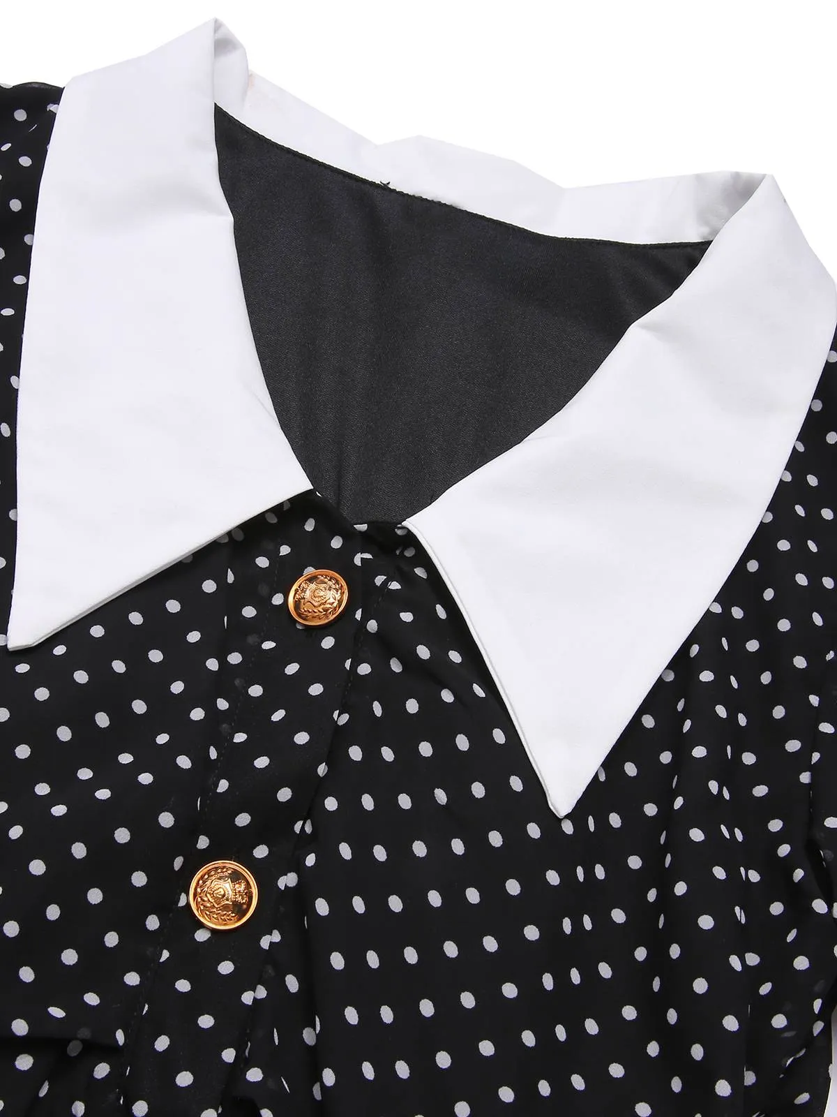 Black 1940s Polka Dot Contrast Collar Dress sold by Retro Stage product image thumbnail 4